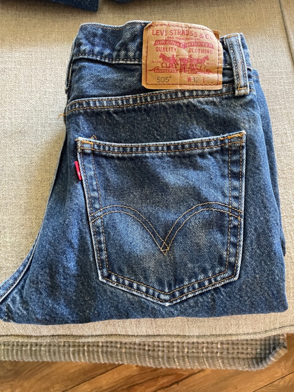 Levi's 505 Straight Leg Jeans in Dark Blue Denim